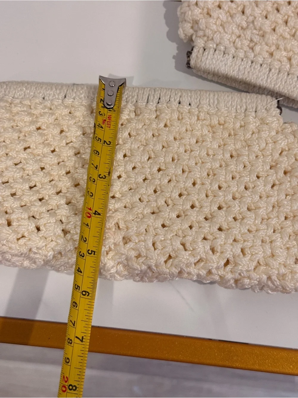 Cream Crochet Knit Clutch with Blue Floral‎ Accent BUNDLE